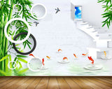 Avikalp MWZ0479 Fishes River Steps Trees 3D HD Wallpaper