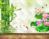 Avikalp MWZ0482 Pink Flowers Fishes Trees Butterflies 3D HD Wallpaper