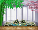 Avikalp MWZ0483 Stones Pink Flowers Trees Fishes 3D HD Wallpaper