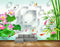 Avikalp MWZ0486 Pink Flowers Water Fishes Treses HD Wallpaper