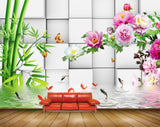 Avikalp MWZ0488 Pink White Flowers Fishes Trees HD Wallpaper