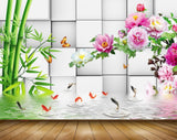 Avikalp MWZ0488 Pink White Flowers Fishes Trees 3D HD Wallpaper