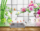 Avikalp MWZ0488 Pink White Flowers Fishes Trees 3D HD Wallpaper