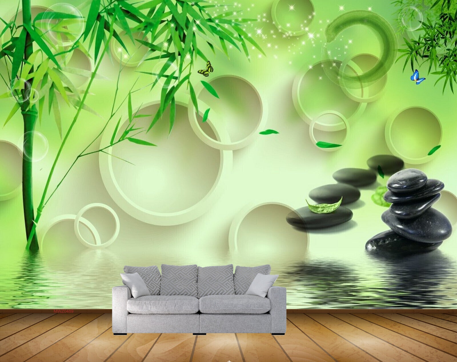 Avikalp MWZ0489 Trees Black Stones Water 3D HD Wallpaper