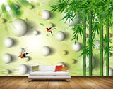 Avikalp MWZ0498 White Stones Greenary Birds 3D HD Wallpaper