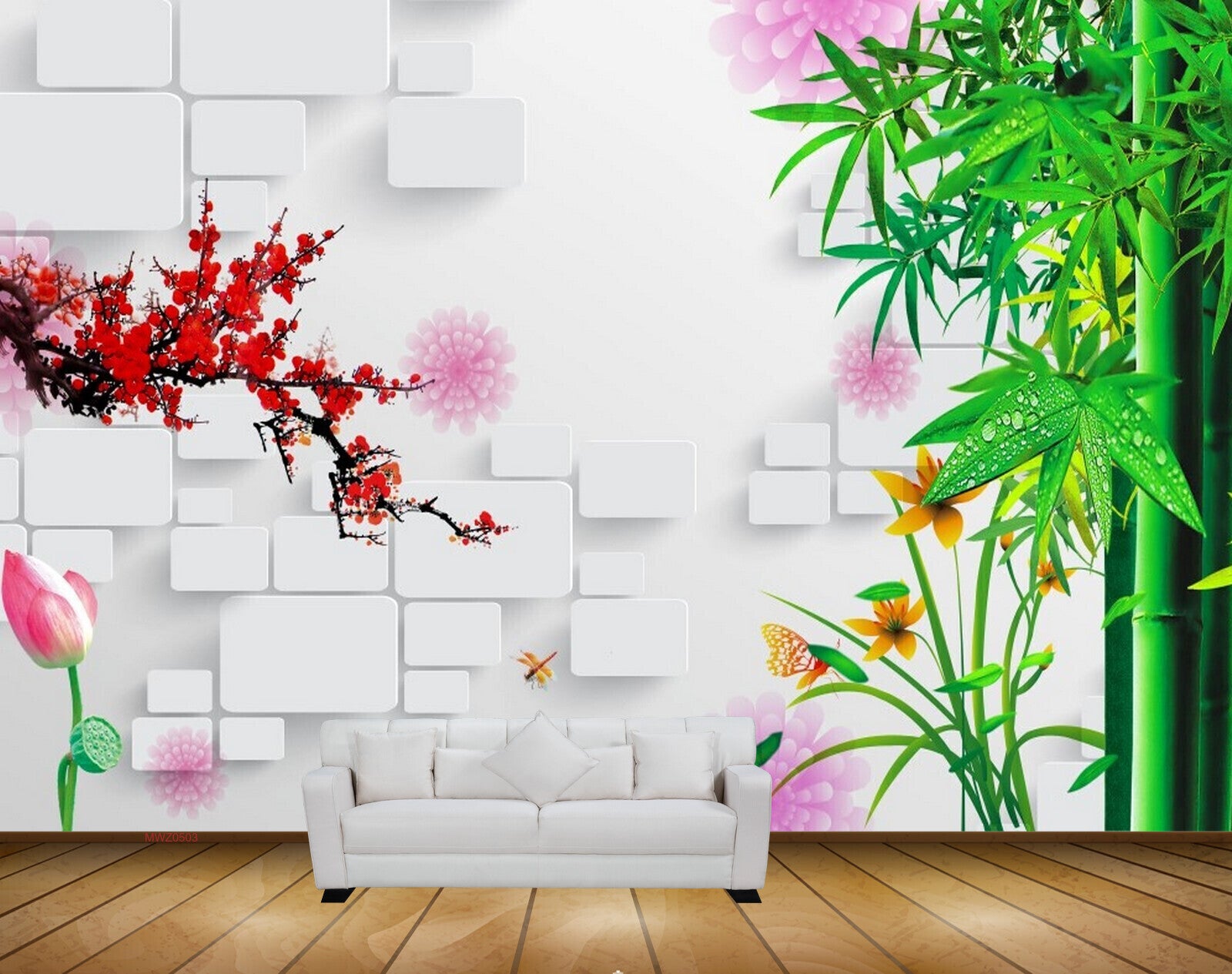 Avikalp MWZ0503 Orange Pink Flowers Plants HD Wallpaper