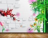 Avikalp MWZ0503 Orange Pink Flowers Plants 3D HD Wallpaper