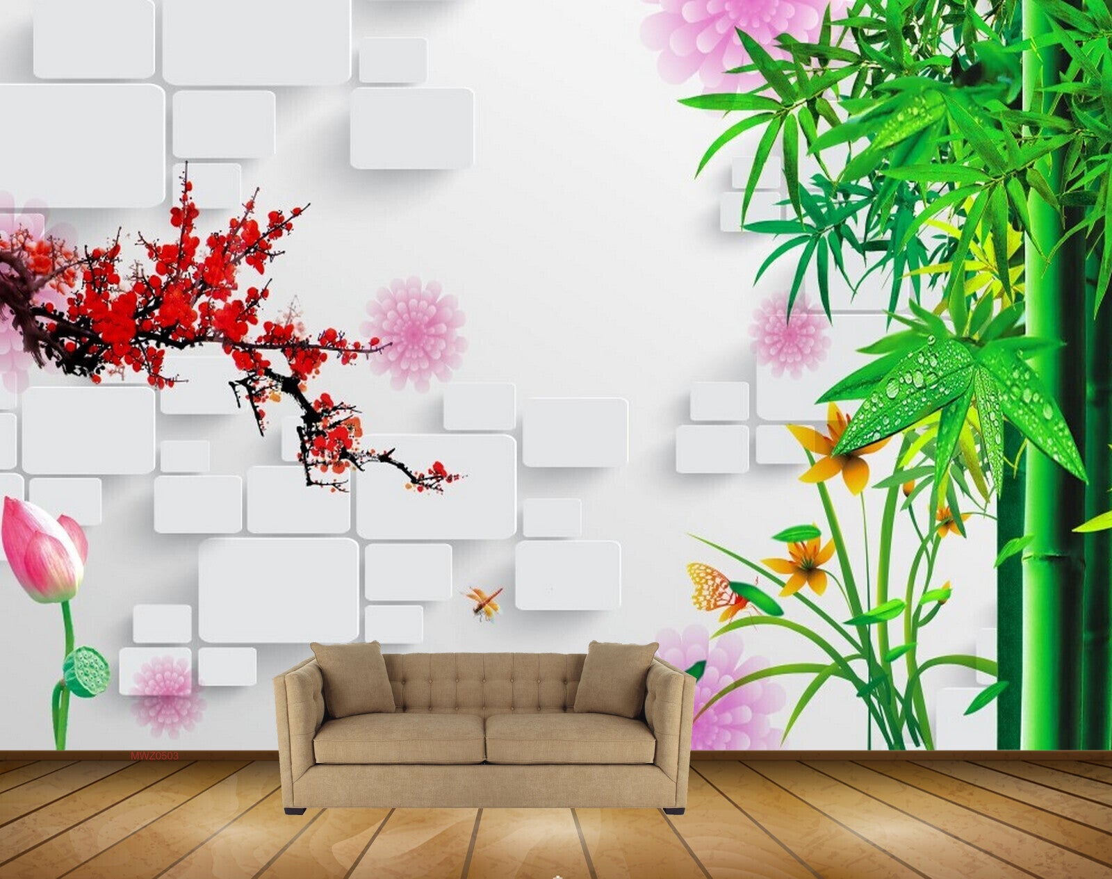 Bamboo print wallpaper for walls buy in the UK  Uwalls