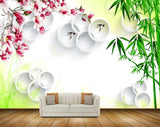 Avikalp MWZ0504 White Pink Flowers Fishes Plants 3D HD Wallpaper