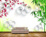 Avikalp MWZ0504 White Pink Flowers Fishes Plants 3D HD Wallpaper