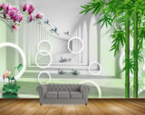 Avikalp MWZ0505 Pink White Flowers Ducks Birds Plants 3D HD Wallpaper