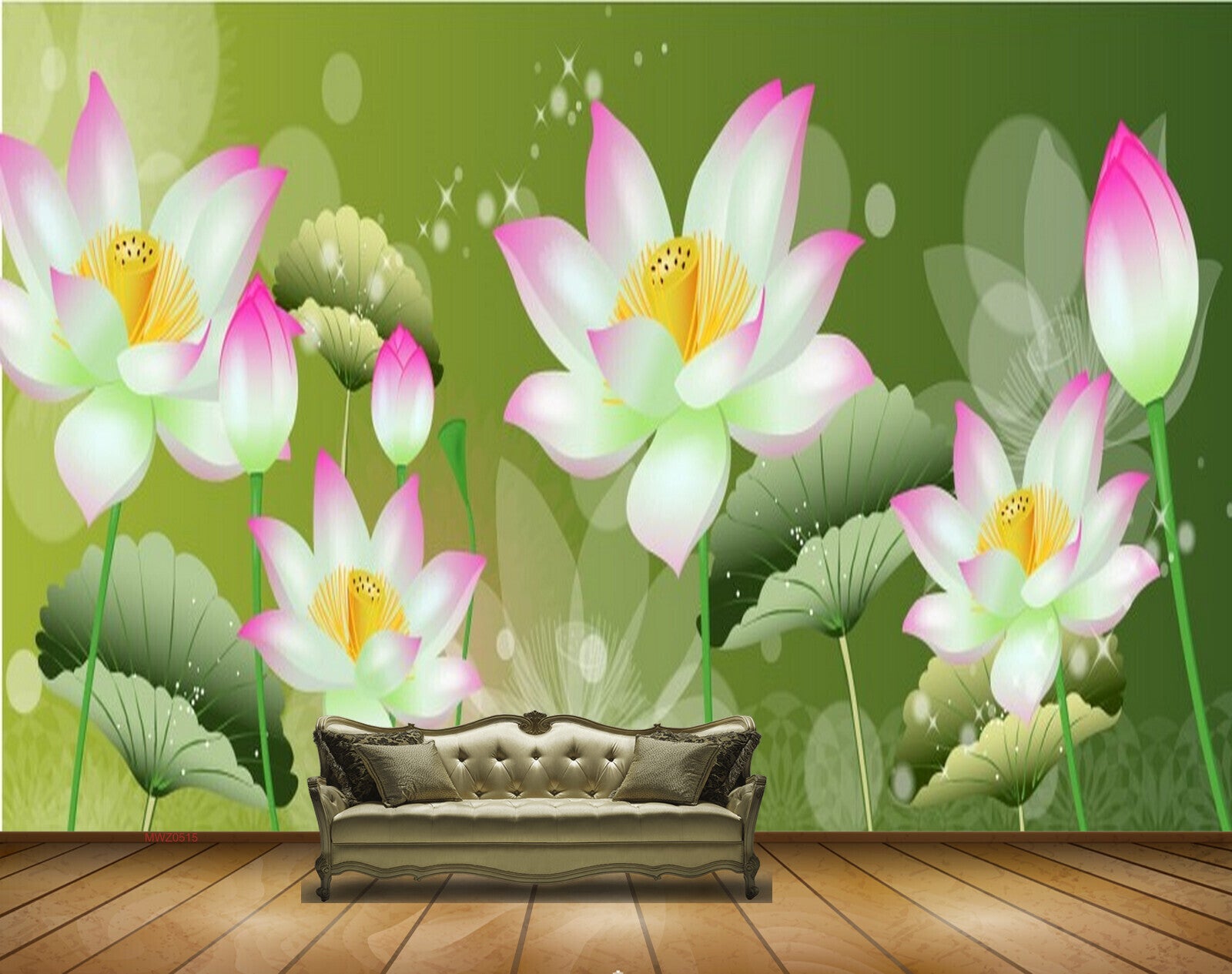 Avikalp MWZ0515 White Pink Flowers Plants 3D HD Wallpaper