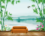 Avikalp MWZ0516 Pink White Flowers Trees Birds 3D HD Wallpaper