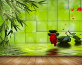 Avikalp MWZ0518 Red Rose Flower Stones Plants 3D HD Wallpaper