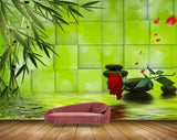 Avikalp MWZ0518 Red Rose Flower Stones Plants 3D HD Wallpaper