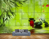 Avikalp MWZ0518 Red Rose Flower Stones Plants 3D HD Wallpaper