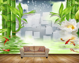 Avikalp MWZ0519 White Flower Fishes Plants HD Wallpaper