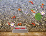 Avikalp MWZ0523 Orange Fishes Pink White Flowers HD Wallpaper
