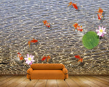 Avikalp MWZ0523 Orange Fishes Pink White Flowers 3D HD Wallpaper