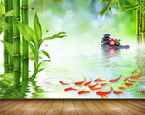 Avikalp MWZ0524 Orange Fishes Flowers Stones Butterflies Plants 3D HD Wallpaper
