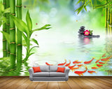 Avikalp MWZ0524 Orange Fishes Flowers Stones Butterflies Plants 3D HD Wallpaper
