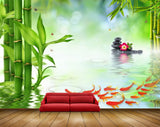 Avikalp MWZ0524 Orange Fishes Flowers Stones Butterflies Plants 3D HD Wallpaper