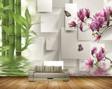 Avikalp MWZ0525 White Pink Flowers Plants Butterflies HD Wallpaper