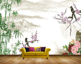 Avikalp MWZ0528 Purple Flowers Birds Trees Mountains HD Wallpaper