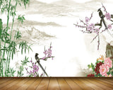 Avikalp MWZ0528 Purple Flowers Birds Trees Mountains 3D HD Wallpaper