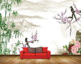 Avikalp MWZ0528 Purple Flowers Birds Trees Mountains 3D HD Wallpaper
