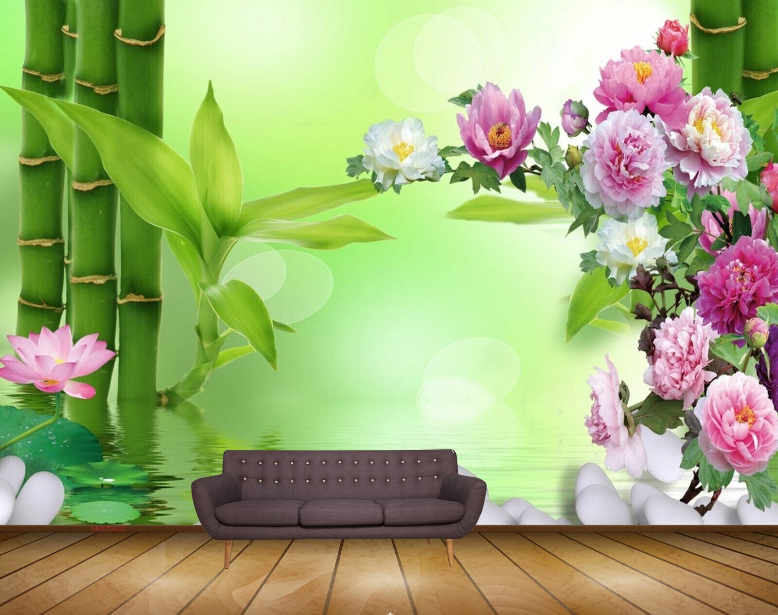 Avikalp MWZ0532 Pink White Flowers Plants Stones 3D HD Wallpaper