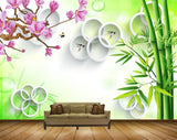 Avikalp MWZ0533 Pink Flowers Fishes Butterflies Trees 3D HD Wallpaper