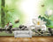 Avikalp MWZ0537 White Lotus Flowers Birds Boat Butterflies Plants HD Wallpaper