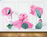 Avikalp MWZ0539 Pink Flowers Leaves 3D HD Wallpaper