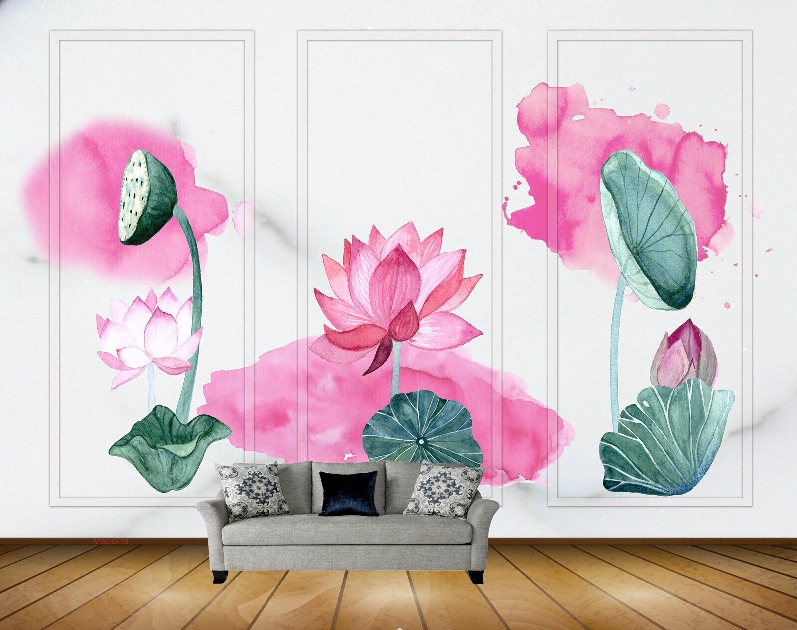 Avikalp MWZ0539 Pink Flowers Leaves 3D HD Wallpaper
