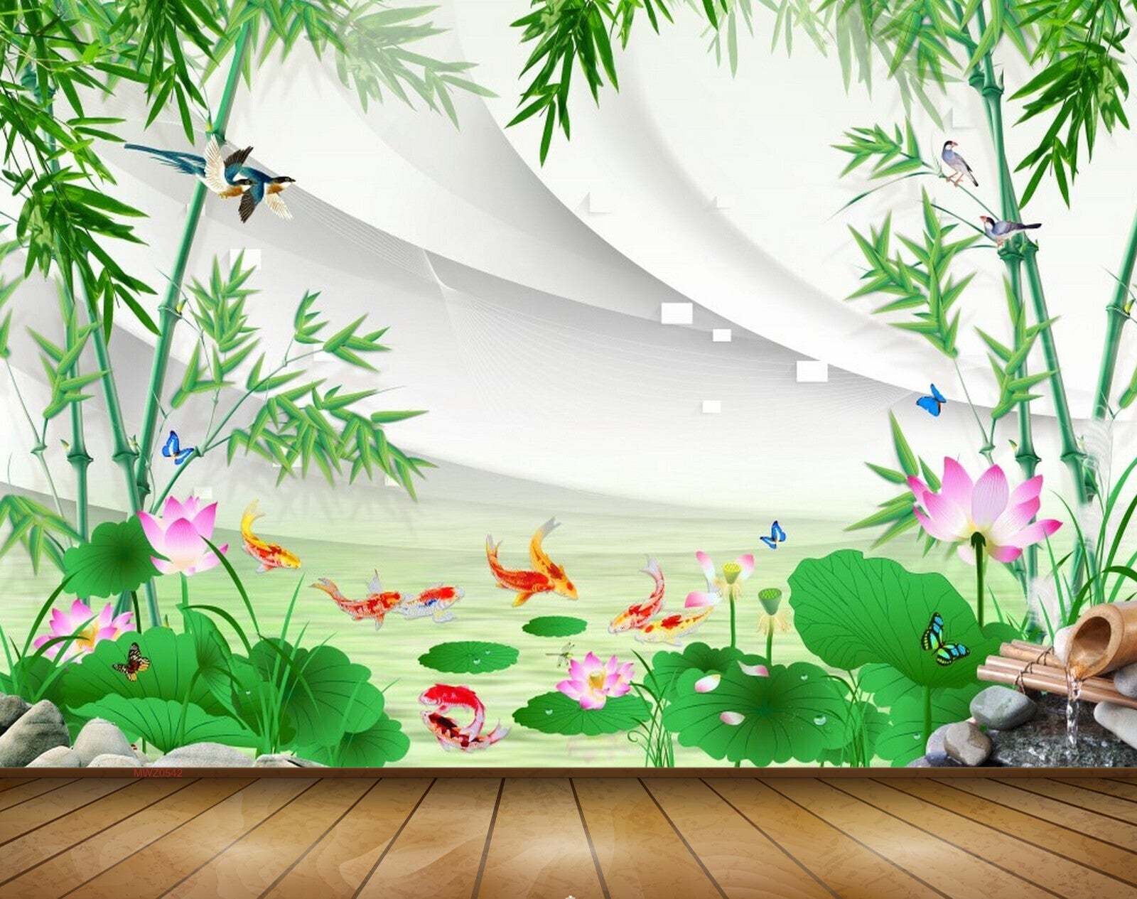 Avikalp MWZ0542 Birds Plants Fishes Flowers Butterflies Stones 3D HD Wallpaper