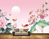 Avikalp MWZ0545 Pink Flowers Fishes Orange Butterflies 3D HD Wallpaper