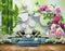 Avikalp MWZ0555 White Pink Flowers Stones Butterflies HD Wallpaper
