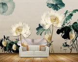 Avikalp MWZ0568 White Flowers Leaves 3D HD Wallpaper
