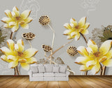 Avikalp MWZ0572 White Yellow Flowers Leaves HD Wallpaper