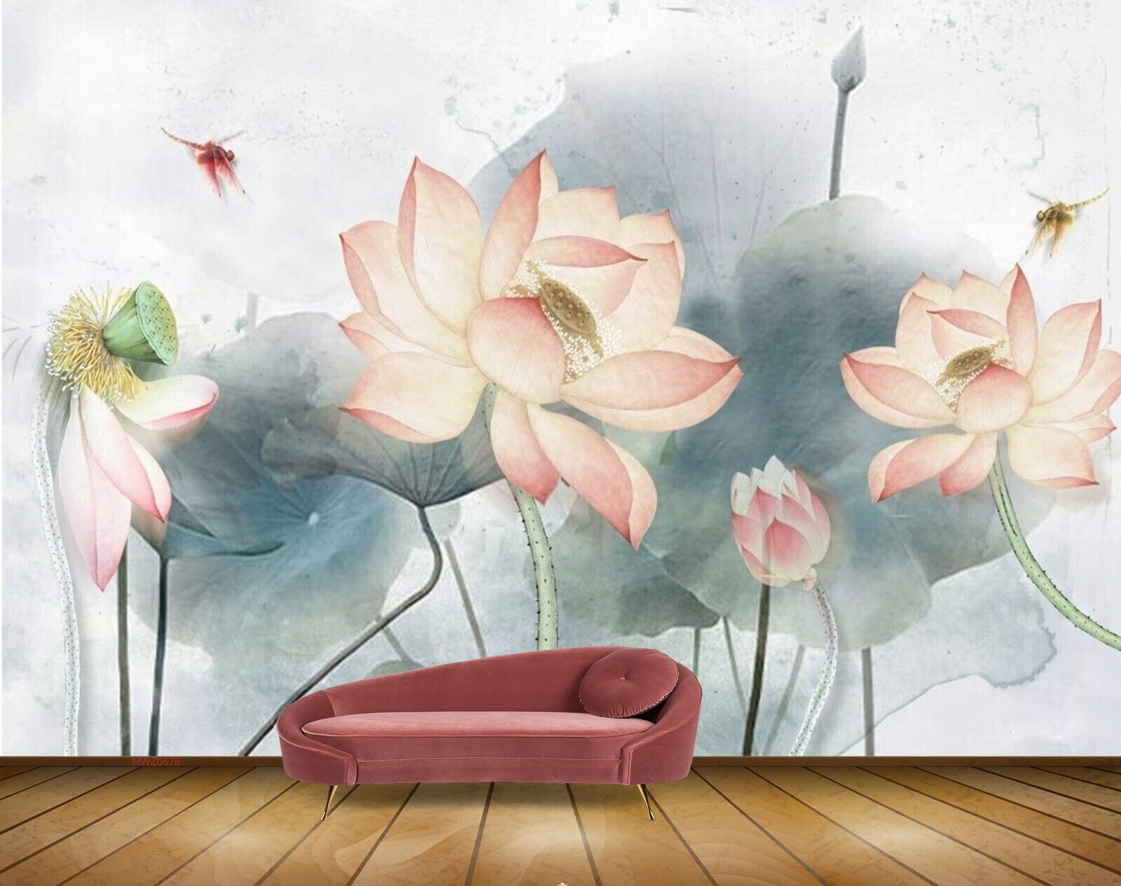 Avikalp MWZ0576 Pink Flowers Flies HD Wallpaper