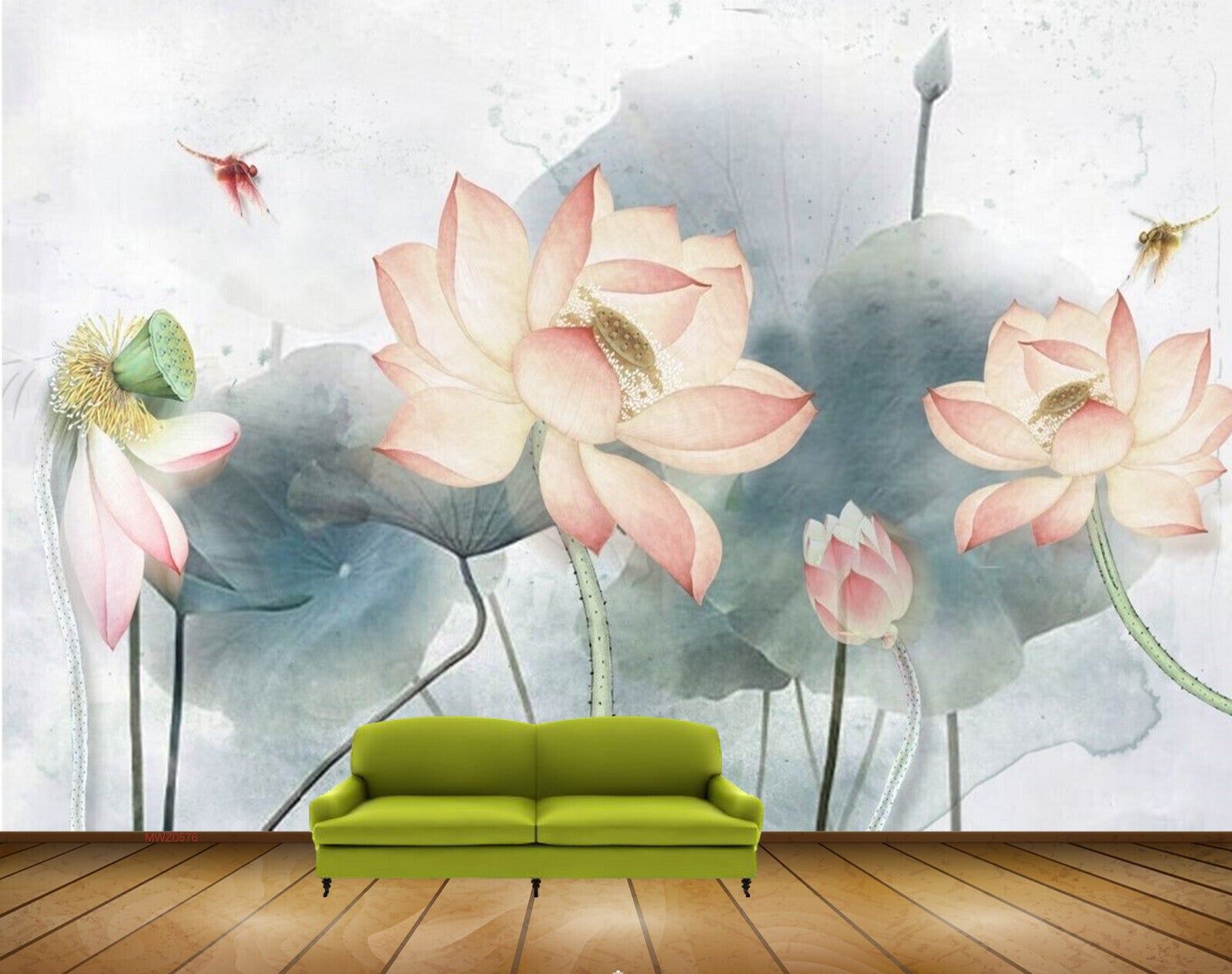 Avikalp MWZ0576 Pink Flowers Flies 3D HD Wallpaper