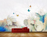 Avikalp MWZ0579 Butterflies White Flowers HD Wallpaper