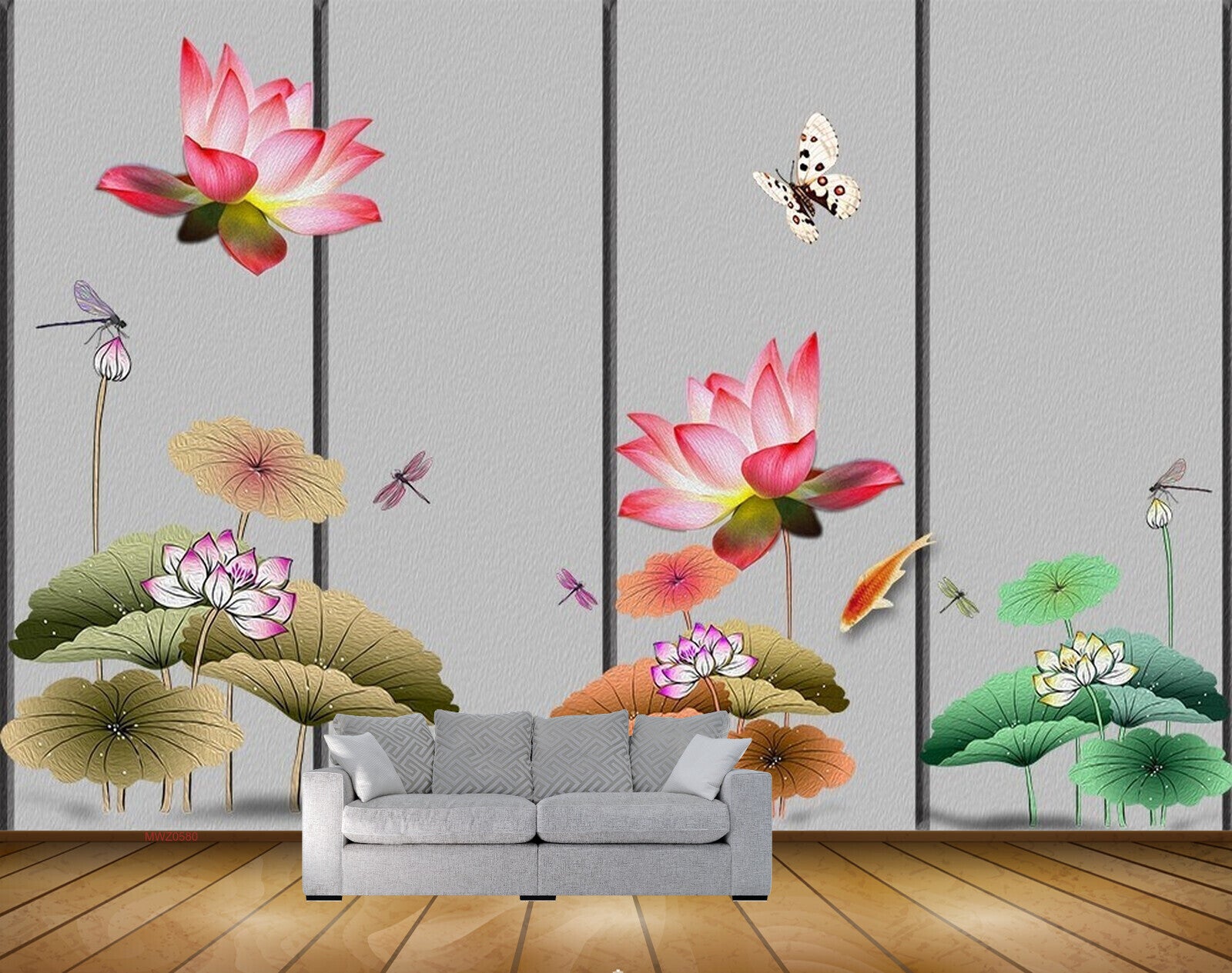 Avikalp MWZ0580 Butterflies Fishes Flowers Flies 3D HD Wallpaper