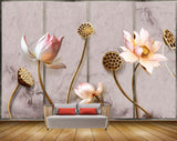 Avikalp MWZ0584 White Pink Flowers 3D HD Wallpaper