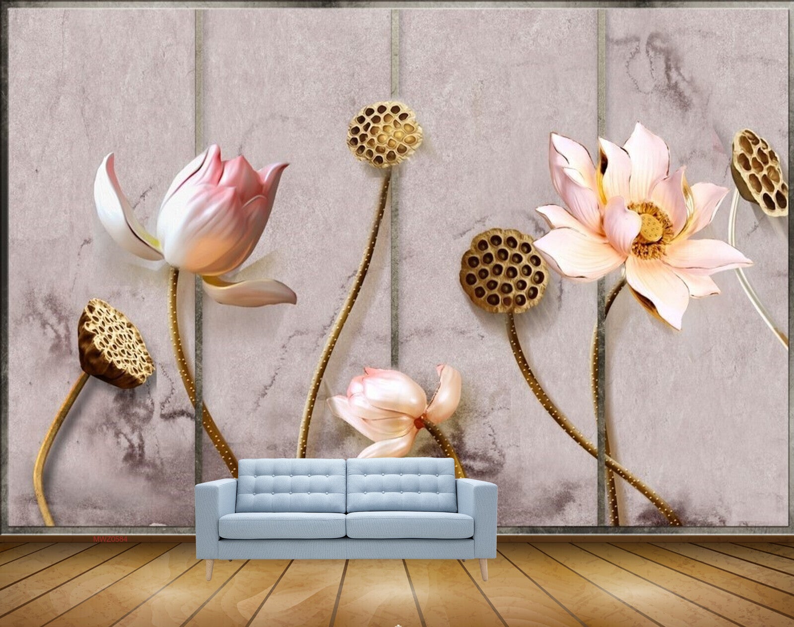 Avikalp MWZ0584 White Pink Flowers 3D HD Wallpaper