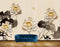 Avikalp MWZ0591 Golden Flowers Black Leaves HD Wallpaper
