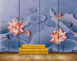 Avikalp MWZ0600 Pink Flowers Leaves HD Wallpaper