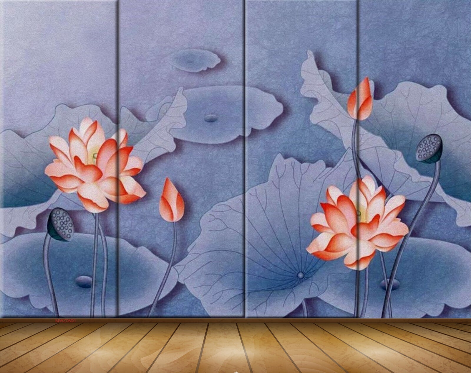Avikalp MWZ0600 Pink Flowers Leaves 3D HD Wallpaper