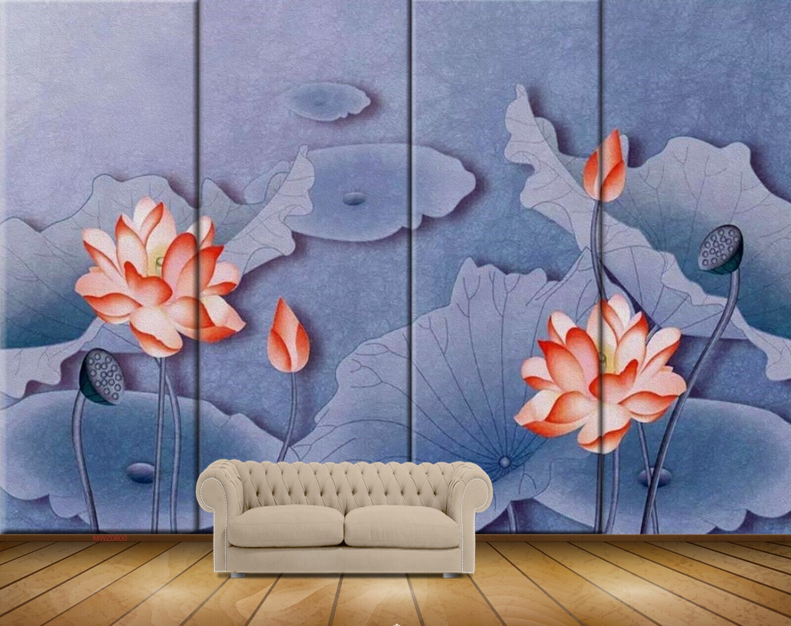 Avikalp MWZ0600 Pink Flowers Leaves 3D HD Wallpaper